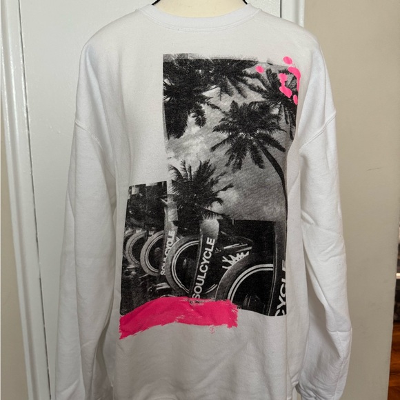 Soul Cycle White Sweatshirt with Black and Pink Graphic - Picture 2 of 4